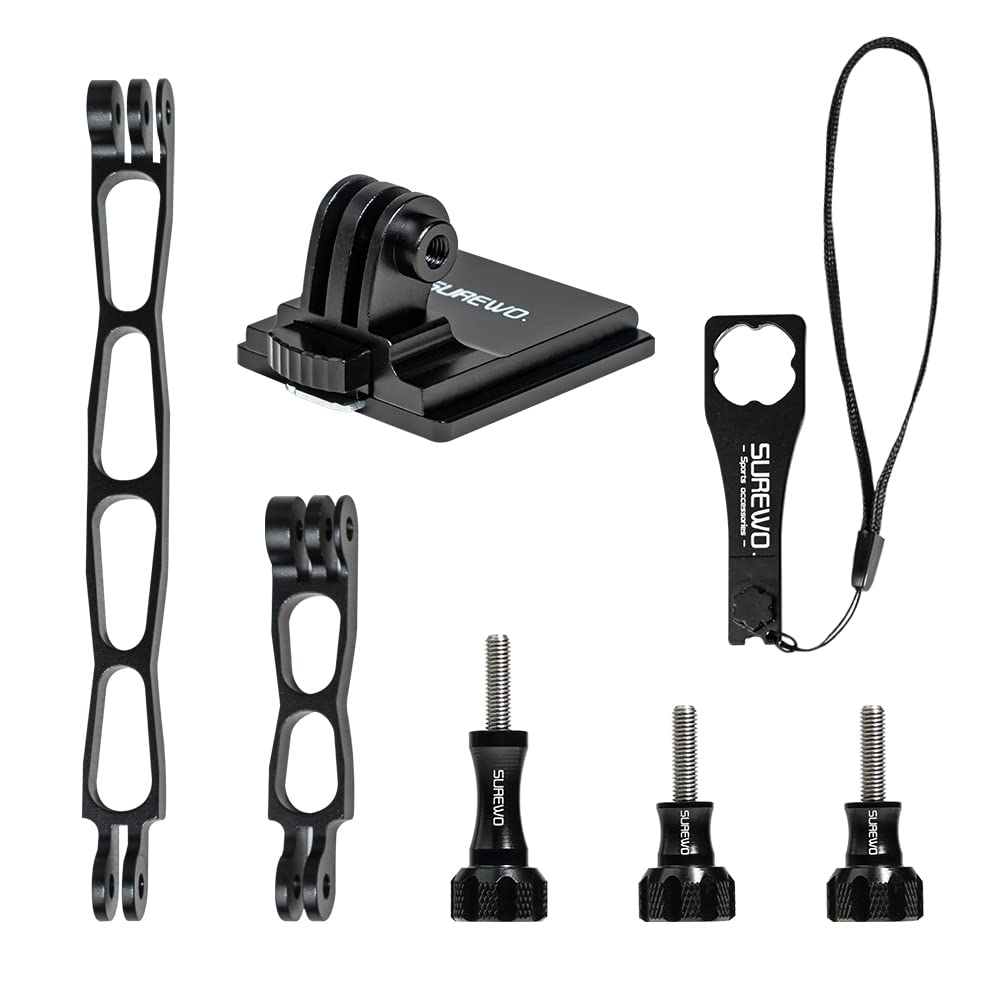 SUREWO Aluminum NVG Helmet Mount for GoPro Hero 13/12/11/10/9/8/7/6/5 Black, DJI Osmo Action 5/4/3/2 - Universal Action Camera Mount with NVG & Extension Arm Set - Perfect for Military, Airsoft, Tactical Training & Outdoor Adventures