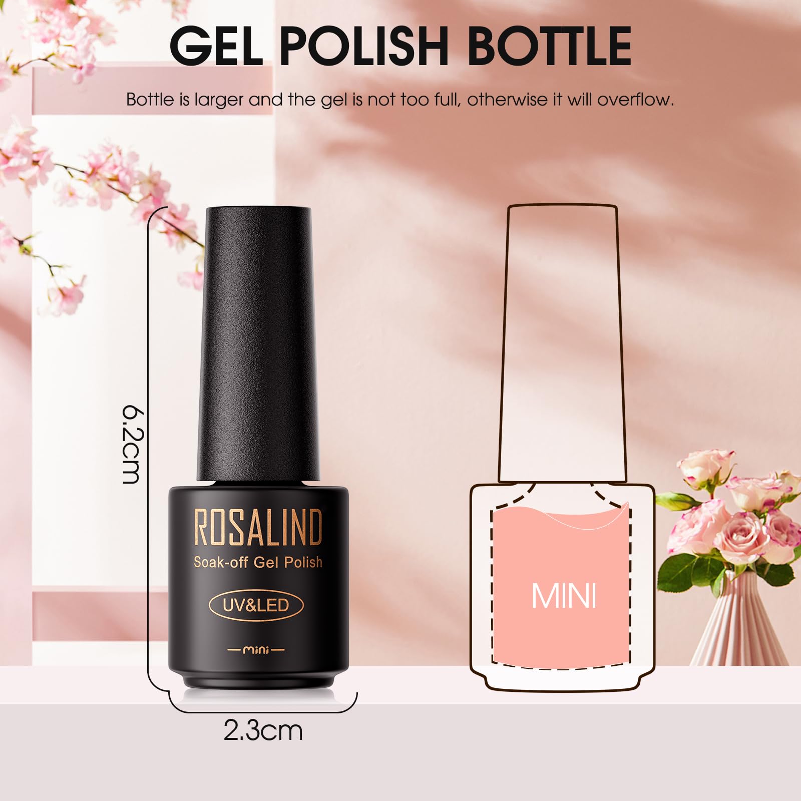 ROSALIND 65 PCS Gel Nail Polish Kit - Base Coat, Matte & Glossy Top Coat, All Seasons Nail Art Set for DIY Manicure at Home | Perfect for Beginners, Salon-Quality Nails, Gift Ideas & Party Glam