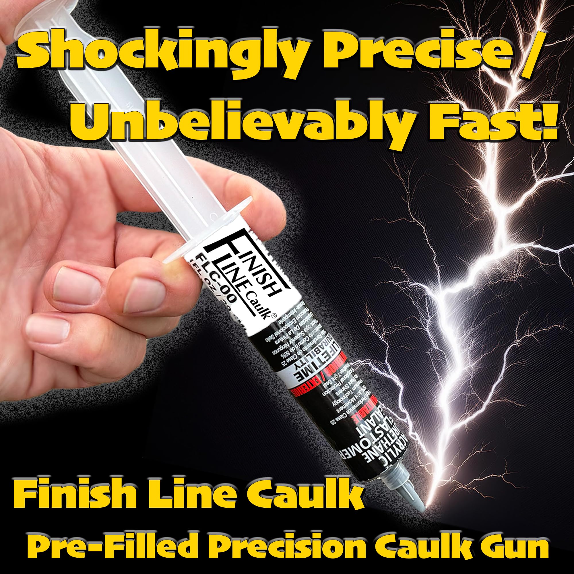 Pre-Filled Precision Caulk Gun - Off White (5 Pack) for Sealing, Waterproofing & DIY Home Repairs - Perfect for Bathrooms, Kitchens & Window Frames