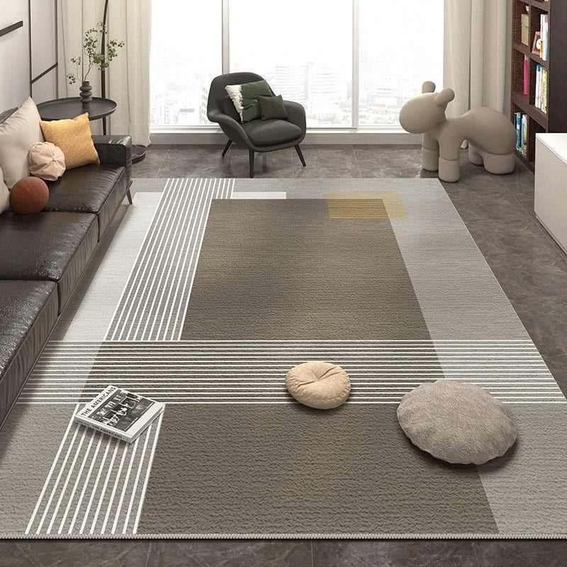 Modern Geometric Velvet Waterproof Area Rug - Non-Slip Soft Living Room Carpet for Bedroom, Nursery & High Traffic Areas - Easy Clean Home Decor Floor Mat