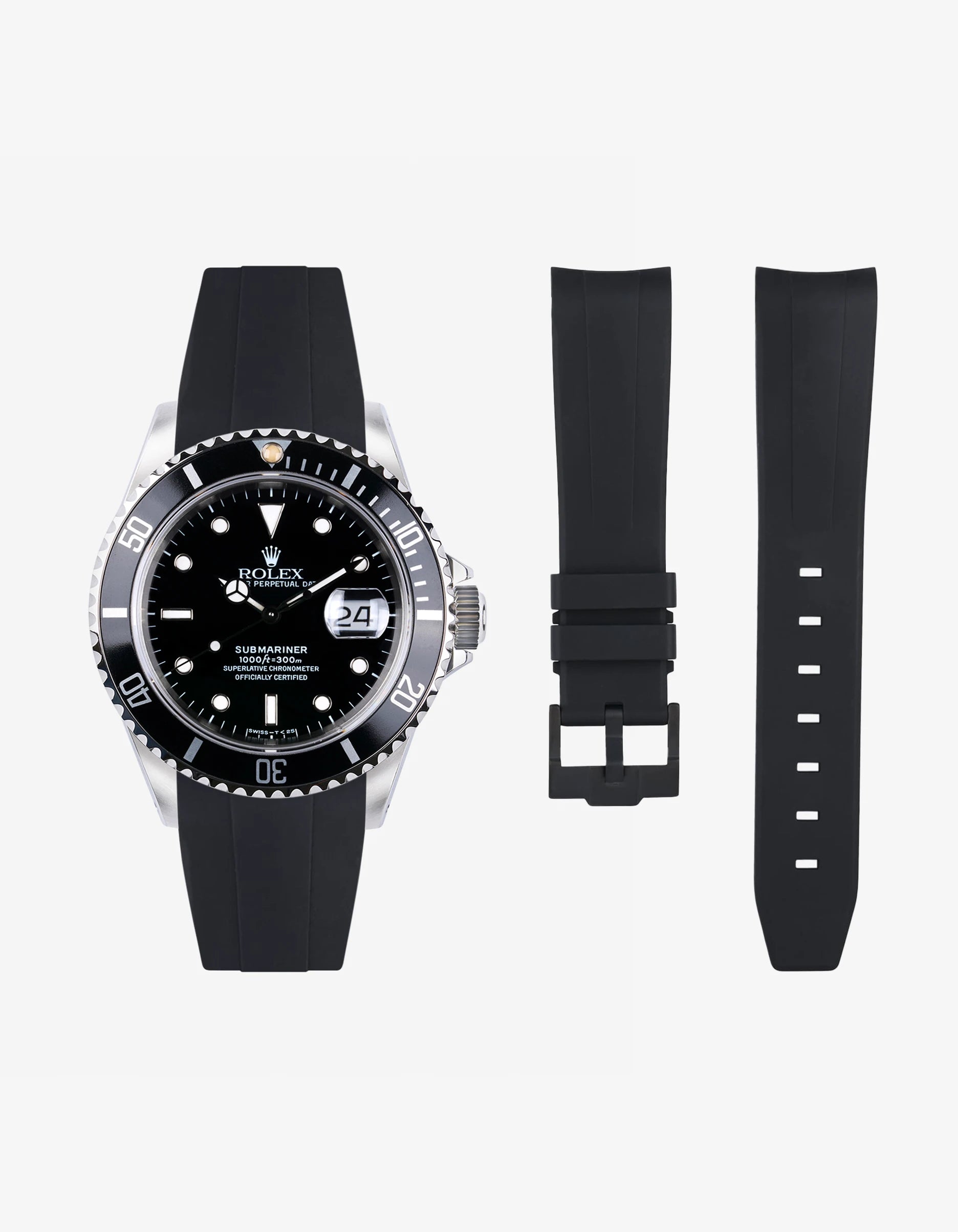 Premium FKM Rubber Watch Band for Rolex Submariner 16610 - Durable, Waterproof Replacement Strap for Diving, Swimming & Outdoor Adventures