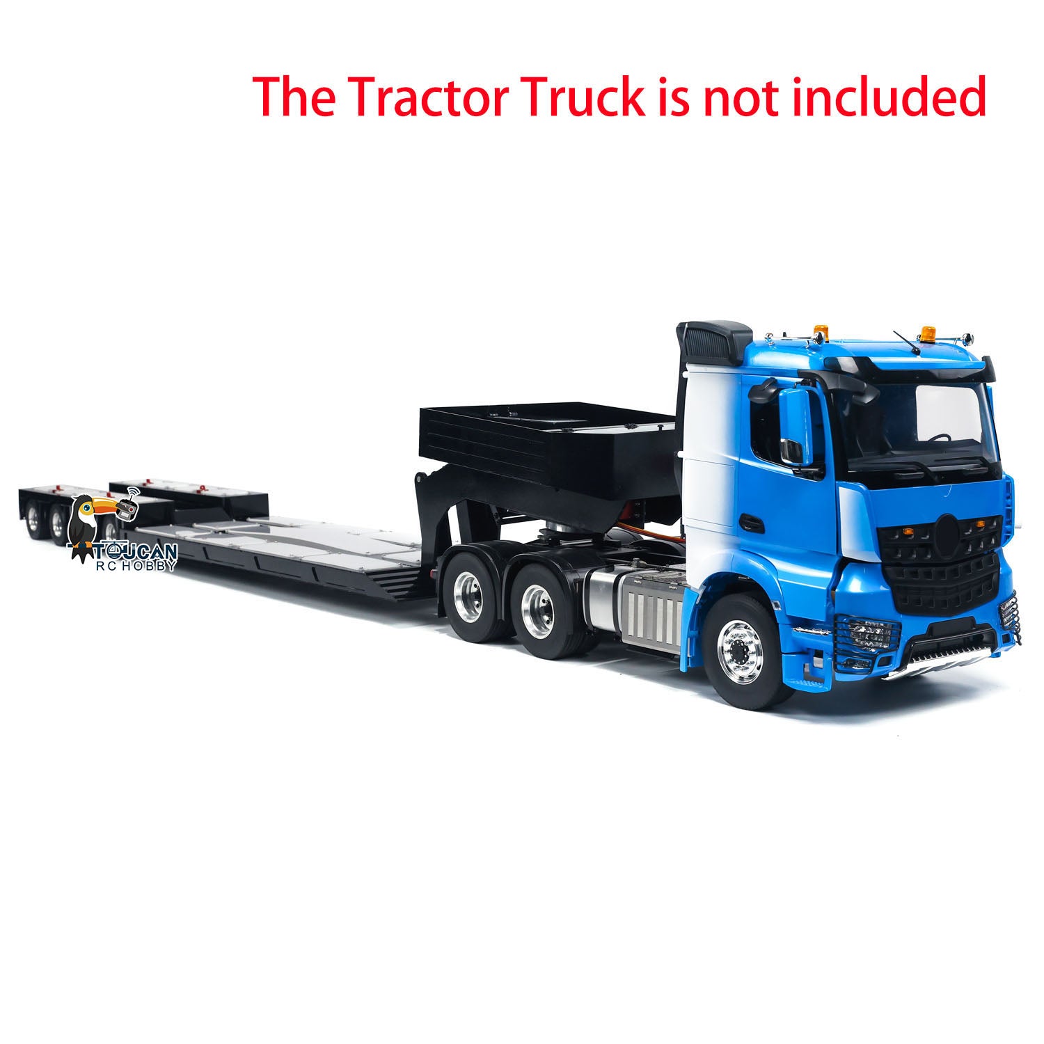 1/14 Scale RC Tractor Truck Metal Extendable 4 Axle Semi Trailer with LED Rear Lights - DIY Hobby Model for Radio Control Cars | Perfect for RC Truck Shows & Off-Road Simulation
