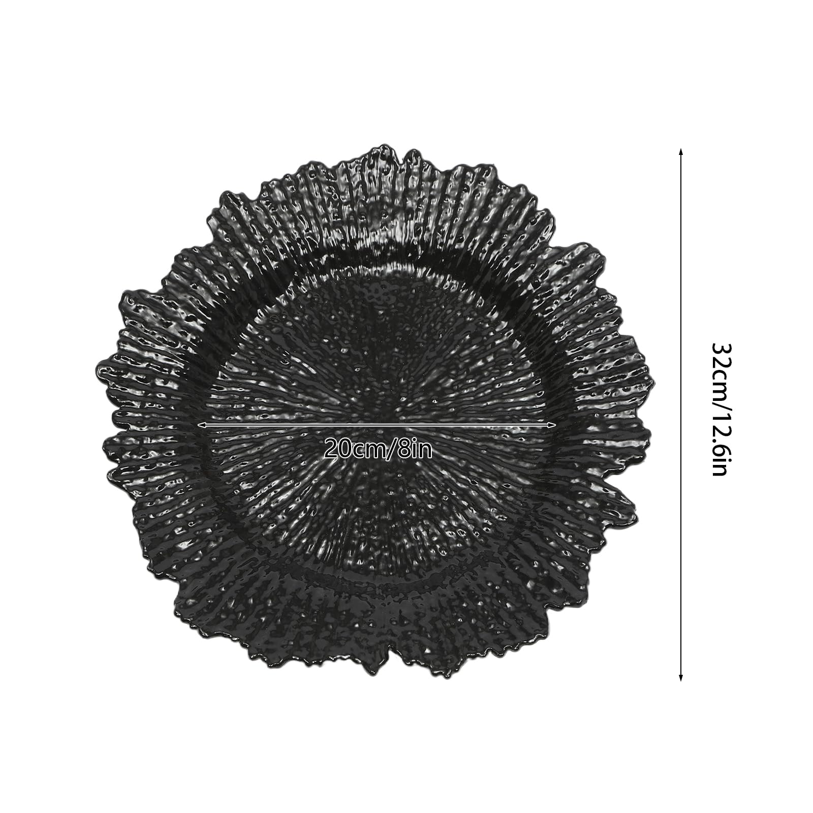 13'' Round Black Charger Plates Set - 24 Reusable Decorative Dinner Plates for Wedding, Party & Kitchen Serving | Embossed Pattern Snack Trays - Elegant Table Decor for Special Occasions