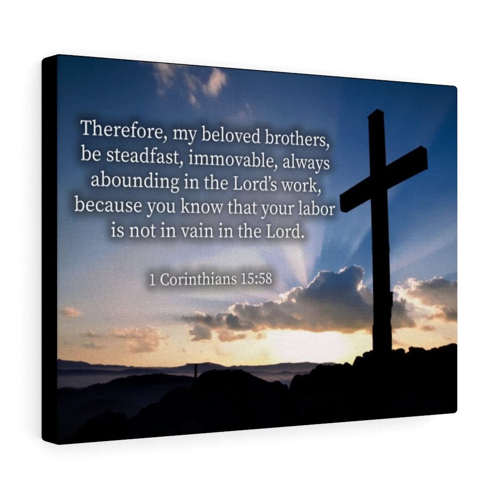 Christian Wall Art - Bible Verse Print 1 Corinthians 15:58 - Scripture Wall Decor for Home & Office - Ready to Hang Inspirational Gift for Wedding, Housewarming & Christian Holidays