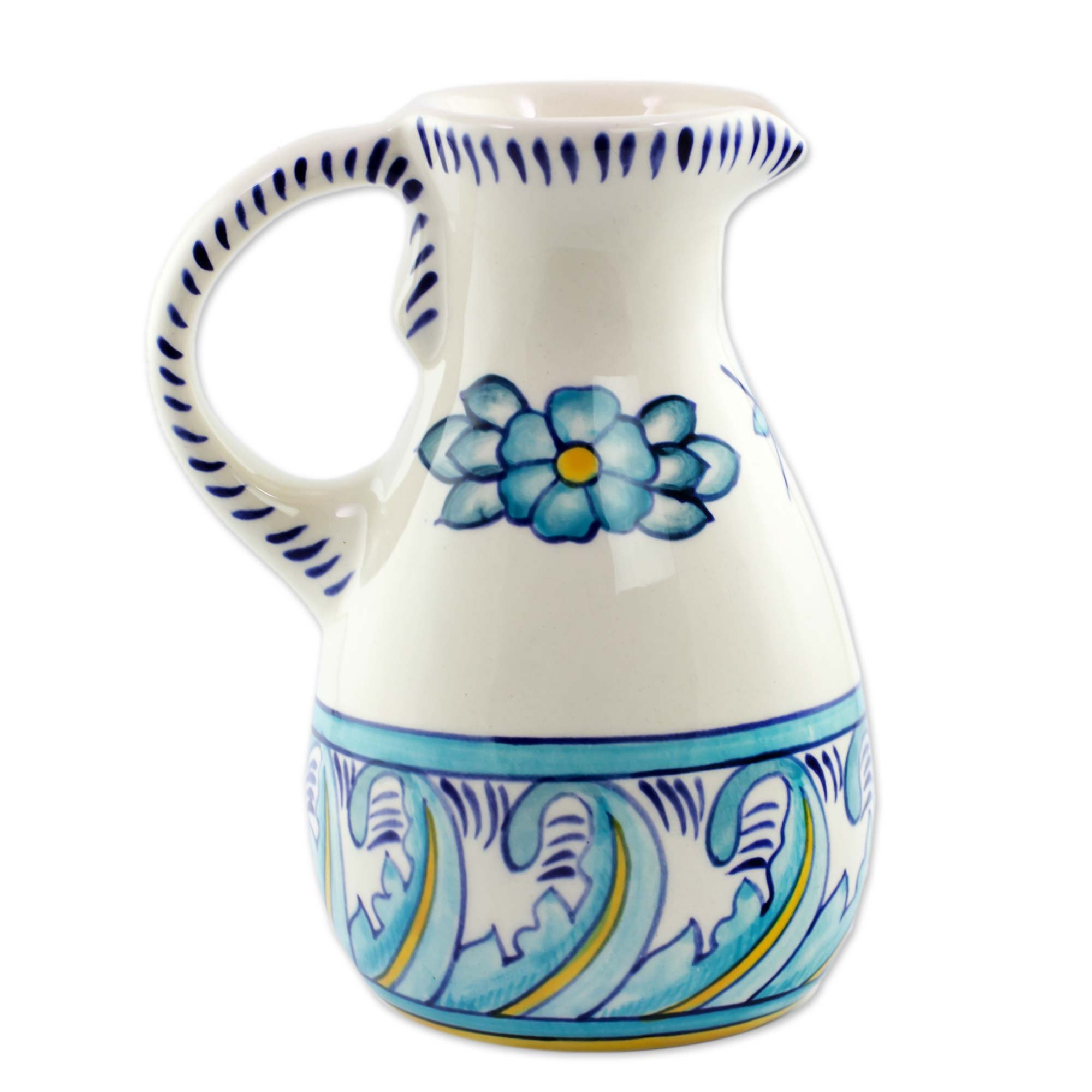 NOVICA Quehueche Handcrafted Ceramic Pitcher - Authentic Mexican Artisan Water Jug for Home Decor, Kitchen & Outdoor Entertaining