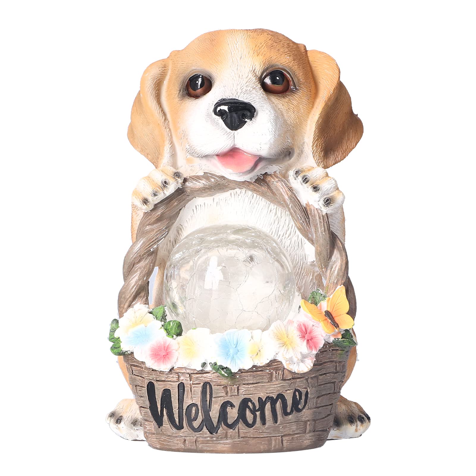 Solar Powered Puppy Night Light - Outdoor Resin Decorative Lamp for Garden, Pathway, and Yard - Waterproof & Energy Efficient Solar Garden Decor for Patio, Lawn, and Walkway Lighting