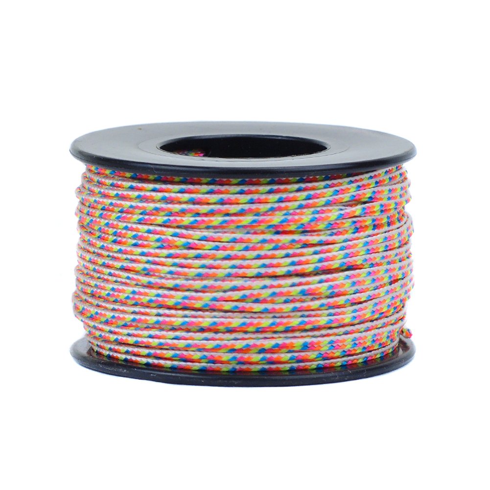 Paracord Planet Micro Cord 1.18mm Diameter 125 Feet Spool - Strong Braided Utility Rope for Survival, Camping, DIY Crafts - Made in USA (Light Stripes)