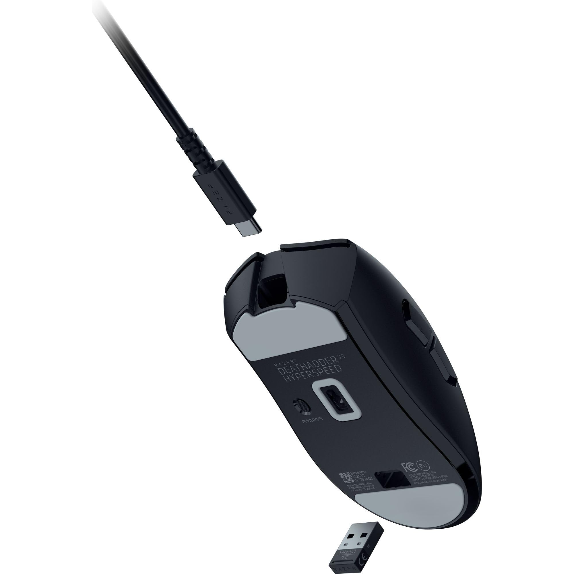 Razer DeathAdder V3 HyperSpeed Wireless Gaming Mouse - 26K DPI, 55g Ultra Lightweight, 100H Battery, 8K Hz Polling, Soft-Touch Coating - Ergonomic Esports Mouse for PC & Mac Gaming, FPS, MOBA, and Professional Work