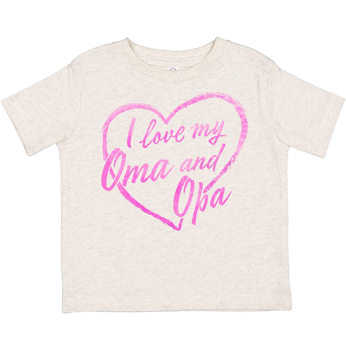 Inktastic I Love My Oma and Opa Pink Chalk Heart Toddler T-Shirt - Cute Grandparents Gift for Toddlers & Baby Girls