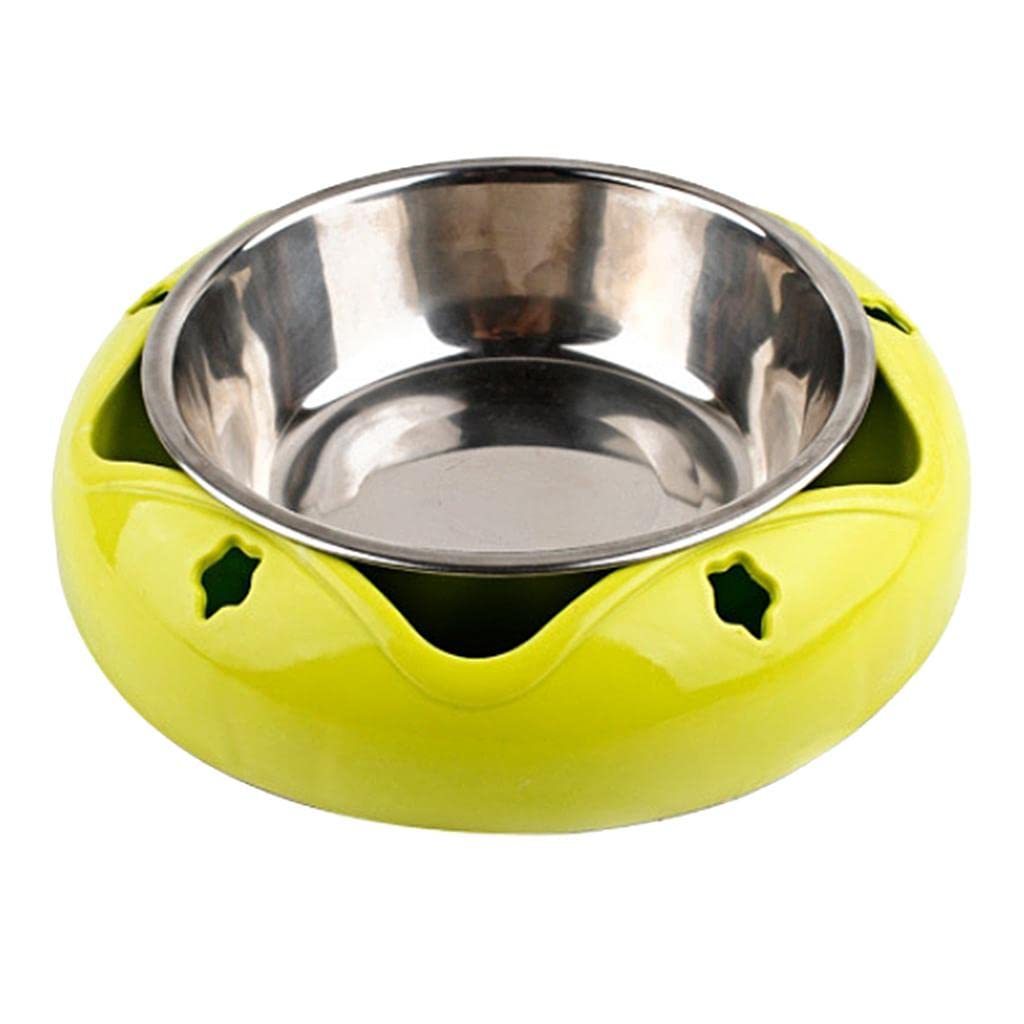 Stainless Steel Pet Bowl for Dogs & Cats - Non-Slip Travel Food Dish for Puppy Outdoor Feeding - Durable Yellow Pet Food Container | Perfect for Home, Travel, Camping & Hiking