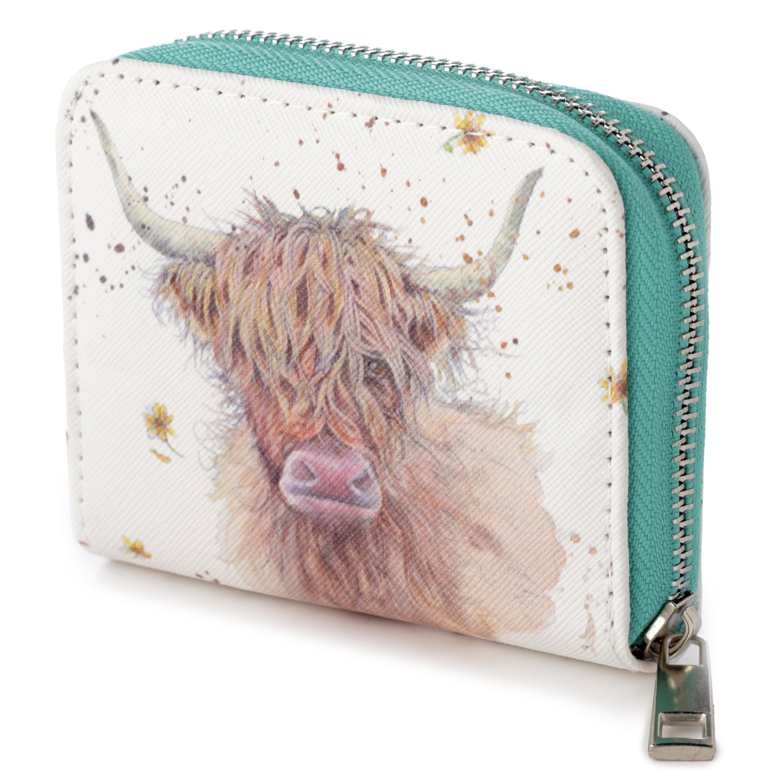 Puckator Jan Pashley Highland Coo Cow Zip Around Small Wallet Purse - Stylish & Compact Leather Wallet for Women, Perfect for Everyday Use, Travel & Gifts