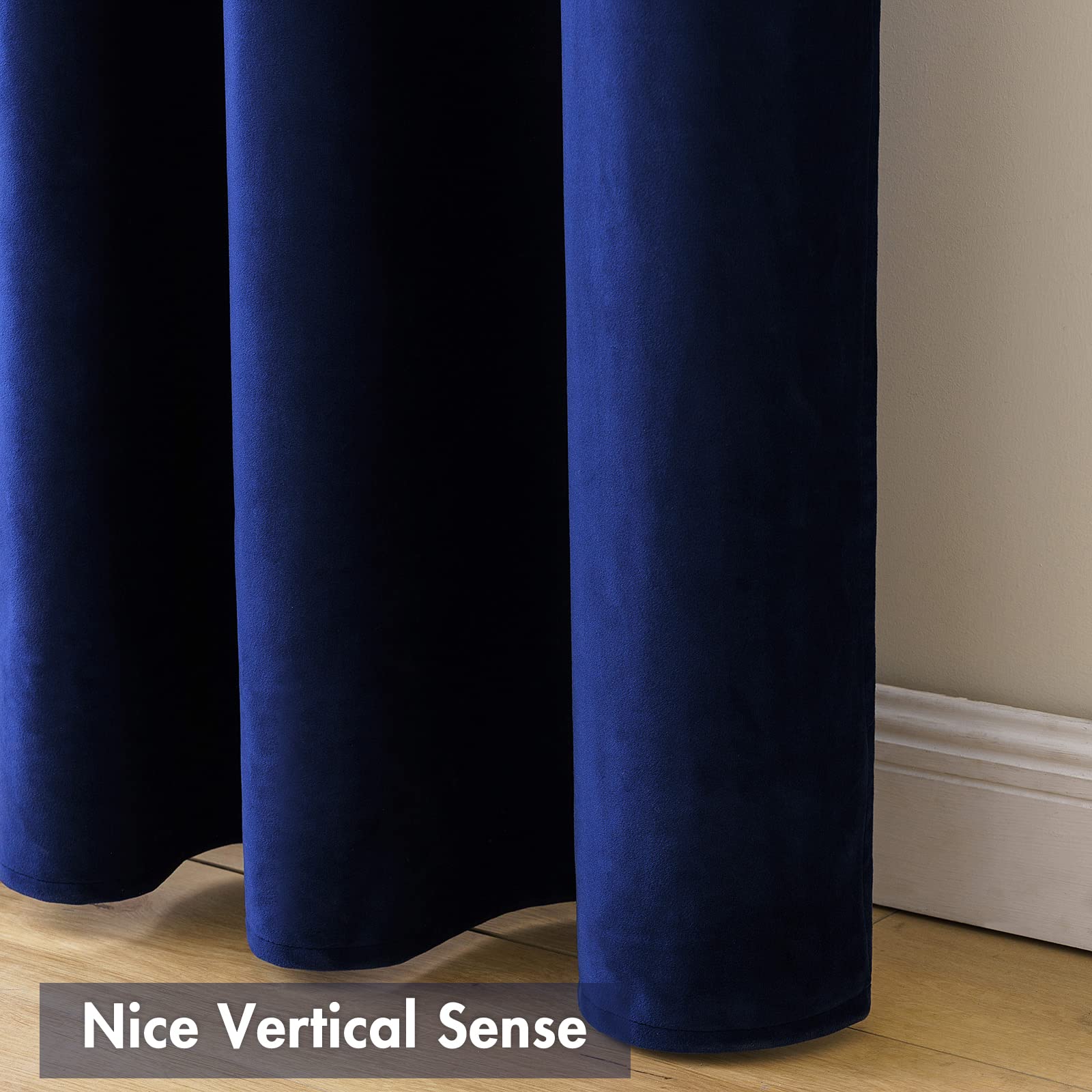 MIULEE Royal Blue Velvet Thermal Insulated Blackout Curtains - 108 Inch Long Rod Pocket Drapes for Bedroom & Living Room (Set of 2 Panels) - Perfect for Home Theater, Nursery & Light-Sensitive Sleepers
