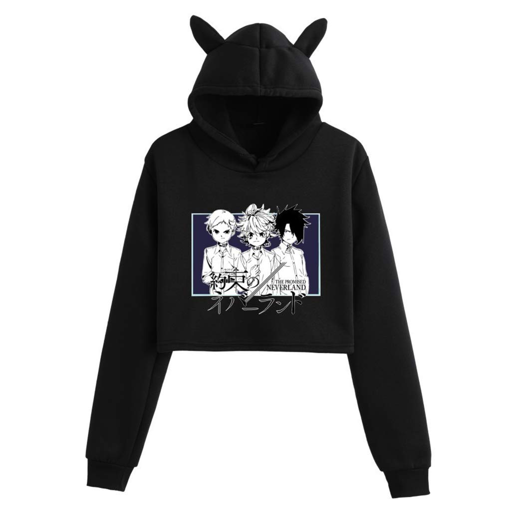 Anime The Promised Neverland Hoodie - Cat Ear Sweatshirt Pullover Jacket for Cosplay & Casual Wear | Cute Kawaii Fashion for Anime Fans