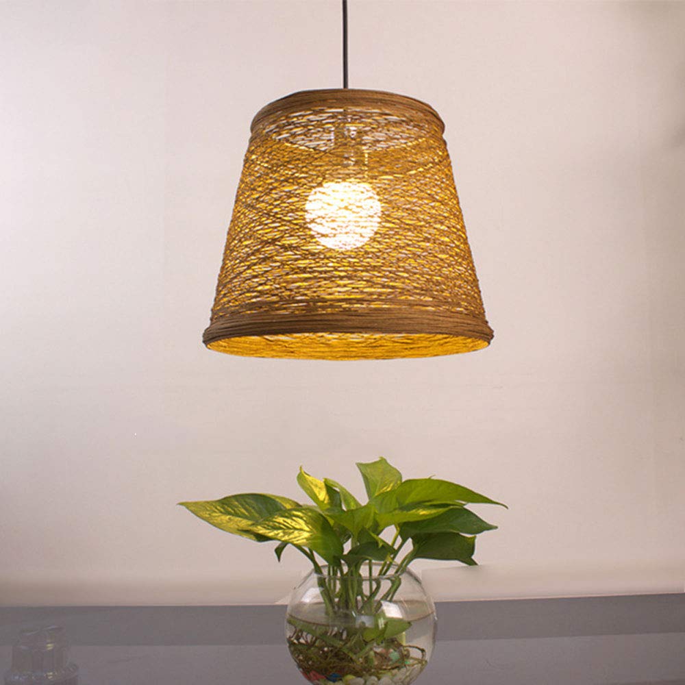 Bohemian Style Rattan Wicker Chandelier - Handwoven Hollow Pendant Light Fixture for Living Room, Kitchen, Dining Room & Bedroom | Perfect for Farmhouse Decor, Coastal Homes & Boho Interior Lighting
