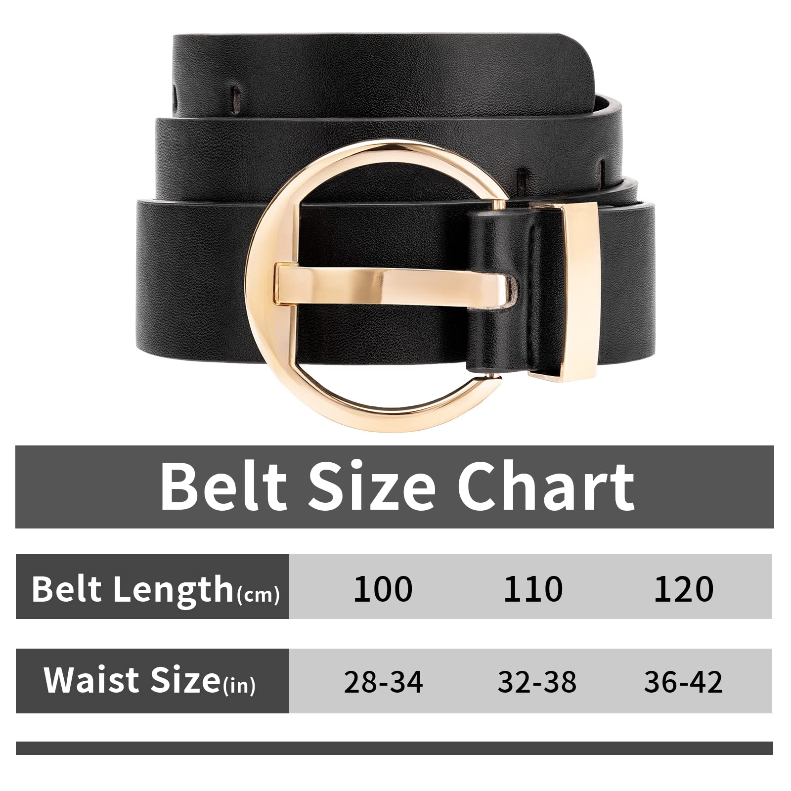 Stylish Women's Leather Belts with Gold Buckle - Waist Belts for Dresses & Jeans | Perfect for Office, Casual & Formal Outfits