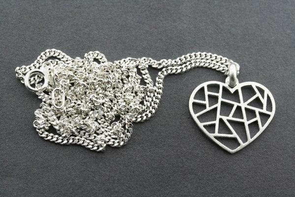Elegant Mosaic Heart Pendant Necklace with 55cm Link Chain - Perfect for Valentine's Day Gifts, Anniversary Presents & Everyday Jewelry