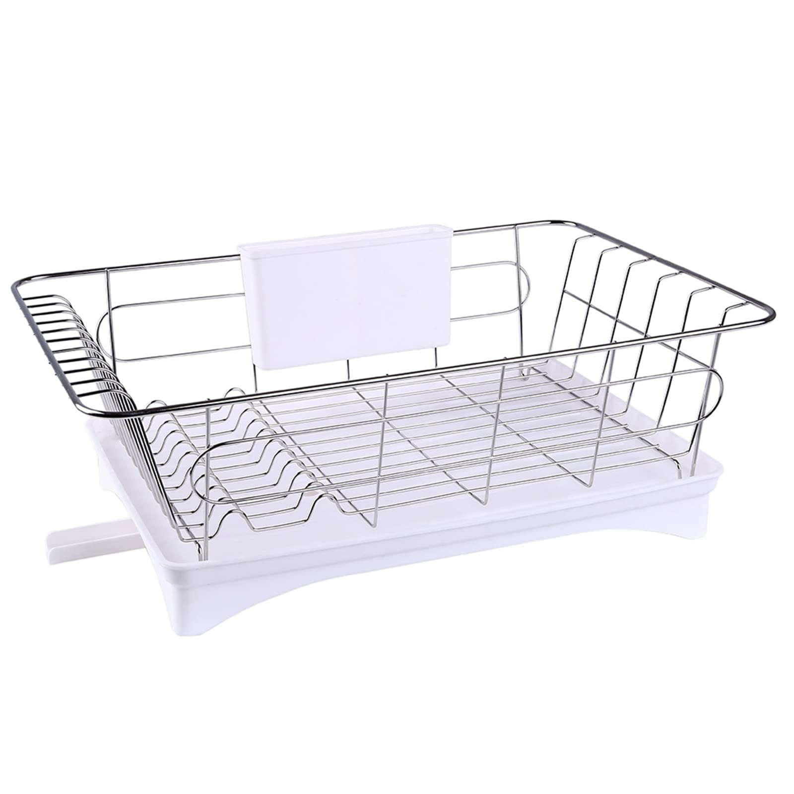 Stainless Steel Kitchen Shelf & Tableware Storage Box - Dish Drain Rack for Chopsticks, Utensils, Plates - Single & Double Layer Organizer Tray - White | Perfect for Small Spaces, Countertop Organization & Drying Dishes