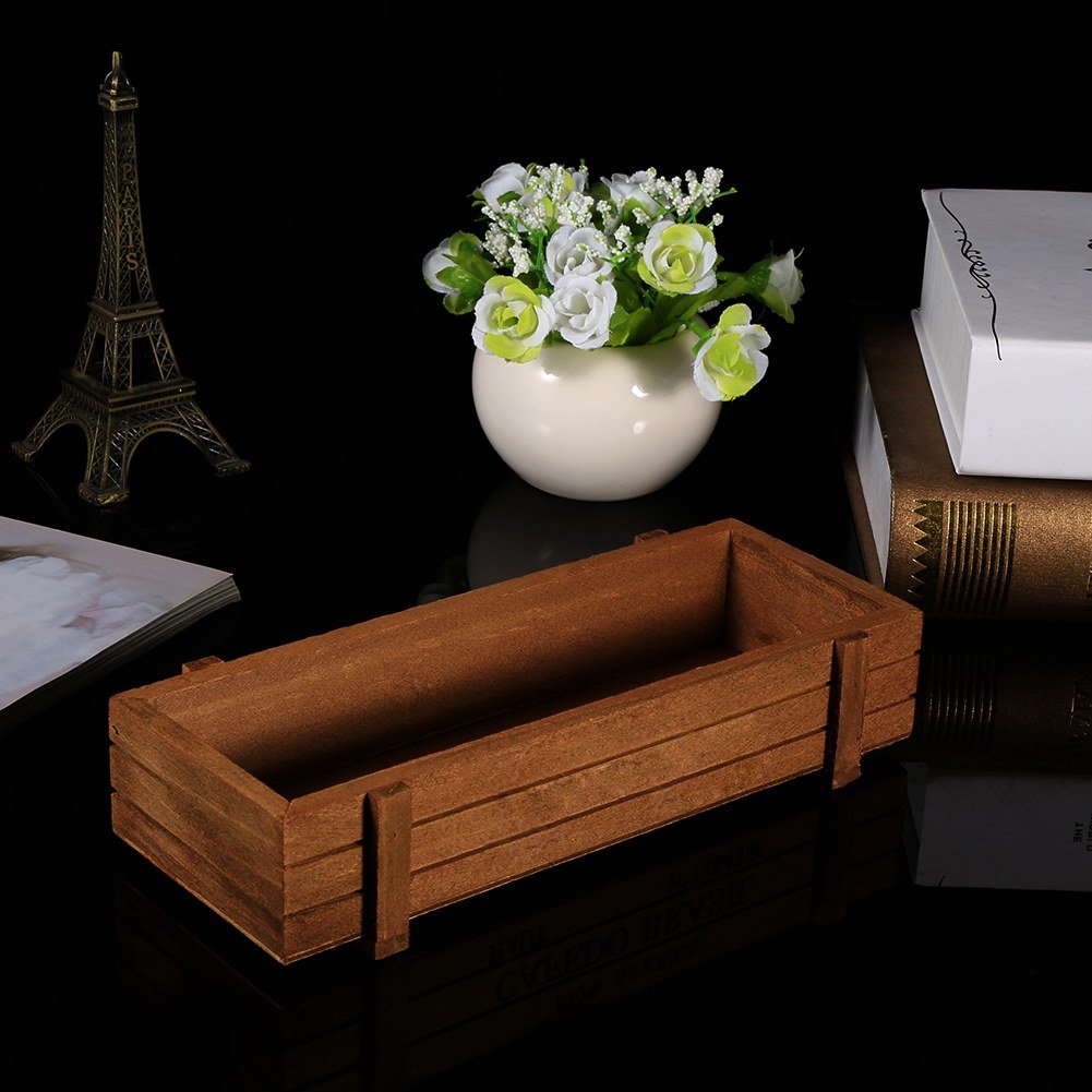 Haofy Wooden Planter Box - Rectangle Flower Pot for Succulents, Herbs & Garden Plants | Rustic Countryside Style Wooden Trough for Patio, Balcony & Outdoor Decor | Perfect for Gardening, Snack Storage & Home Organization