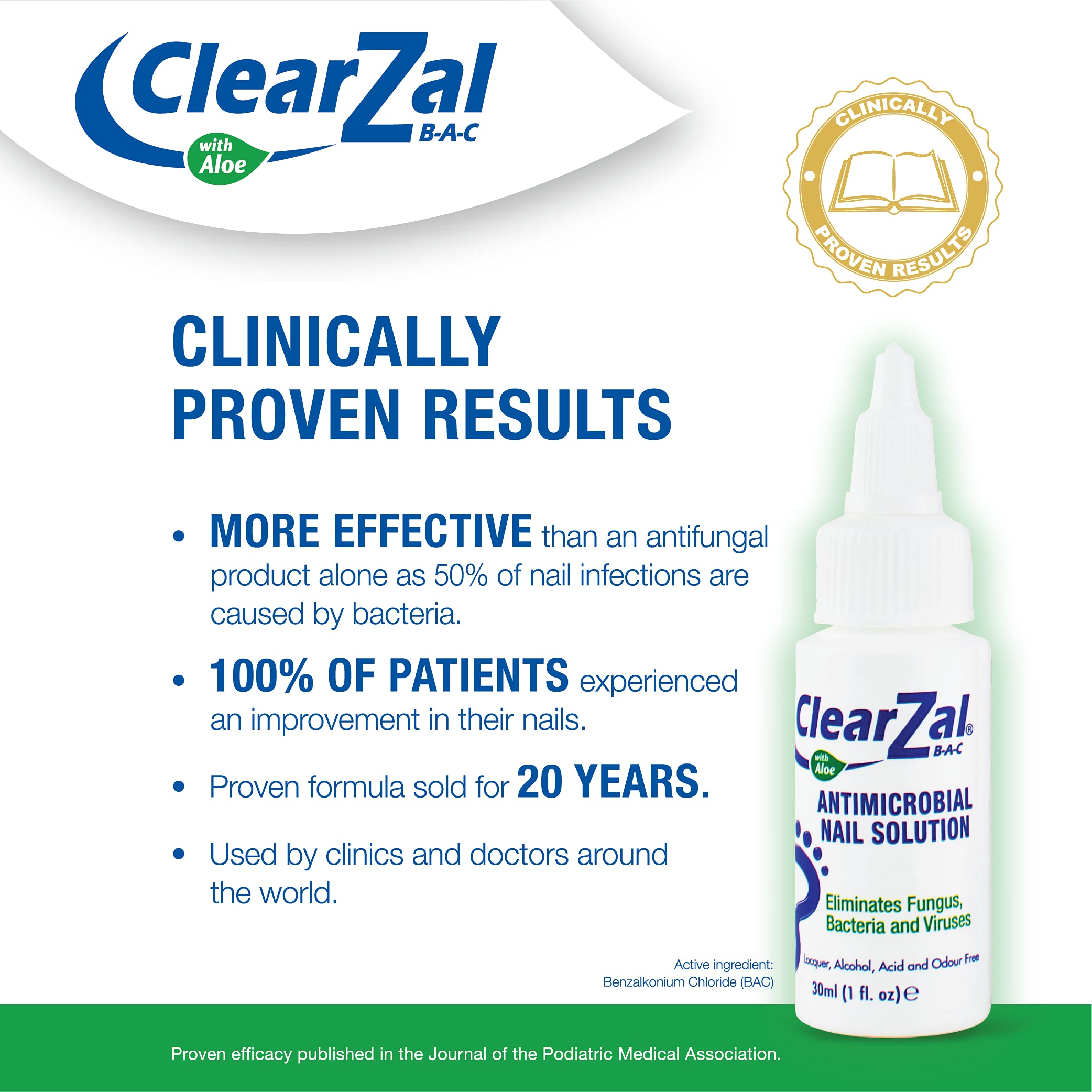 ClearZal Fungal Nail Treatment - Antimicrobial Nail Solution 30ml | Kills Fungus, Bacteria & Viruses | Double Pack | For Toenail & Fingernail Fungus Treatment at Home