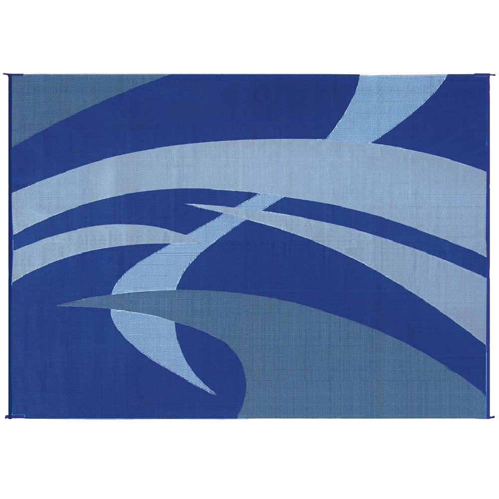 Premium Outdoor Camping Mat - Waterproof & Durable 9x12 Feet RV, Patio, Picnic Mat (Blue/Gray/Black Swirl) for Camping, Beach, Backyard & Tailgating