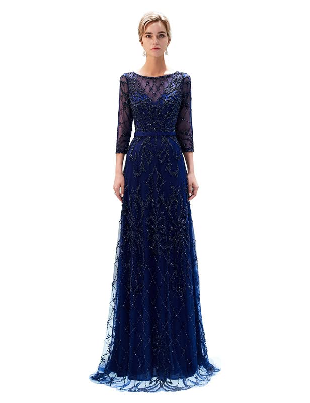 Elegant Sarahrbidal Women's Long Sleeve Prom Dress 2022 - Beaded Sequin Tulle Formal Evening Gown | Perfect for Homecoming, Wedding Guest & Black Tie Events