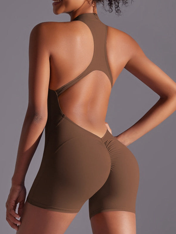 ZASUWA Women's Sexy Backless Zipper Romper with Scrunch Bum - Perfect for Beach, Club, and Summer Outfits