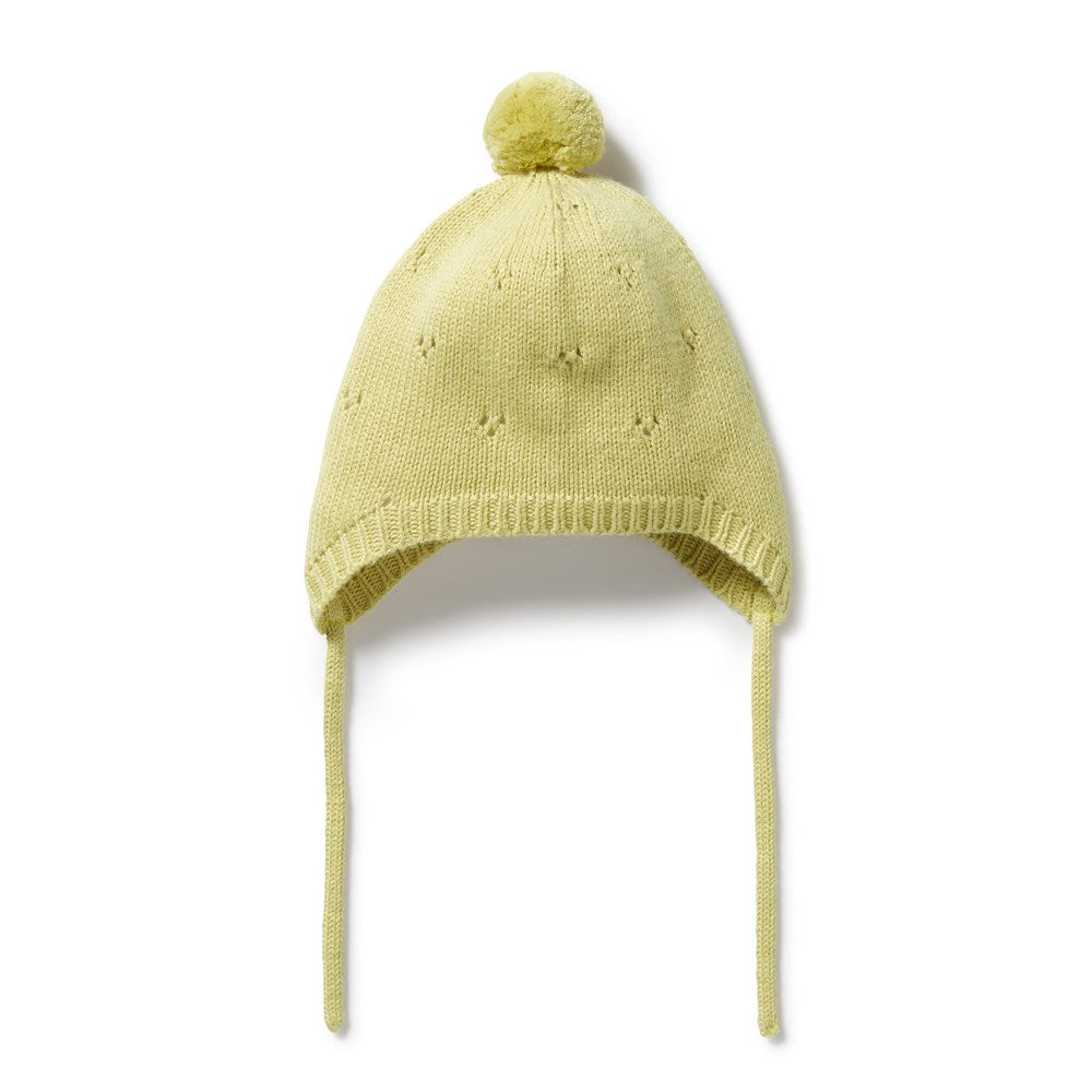 Endure Knitted Pointelle Bonnet for Babies - Soft Cotton Newborn Beanie Hat for Girls & Boys - Perfect for Winter, Photoshoots, and Gift Giving