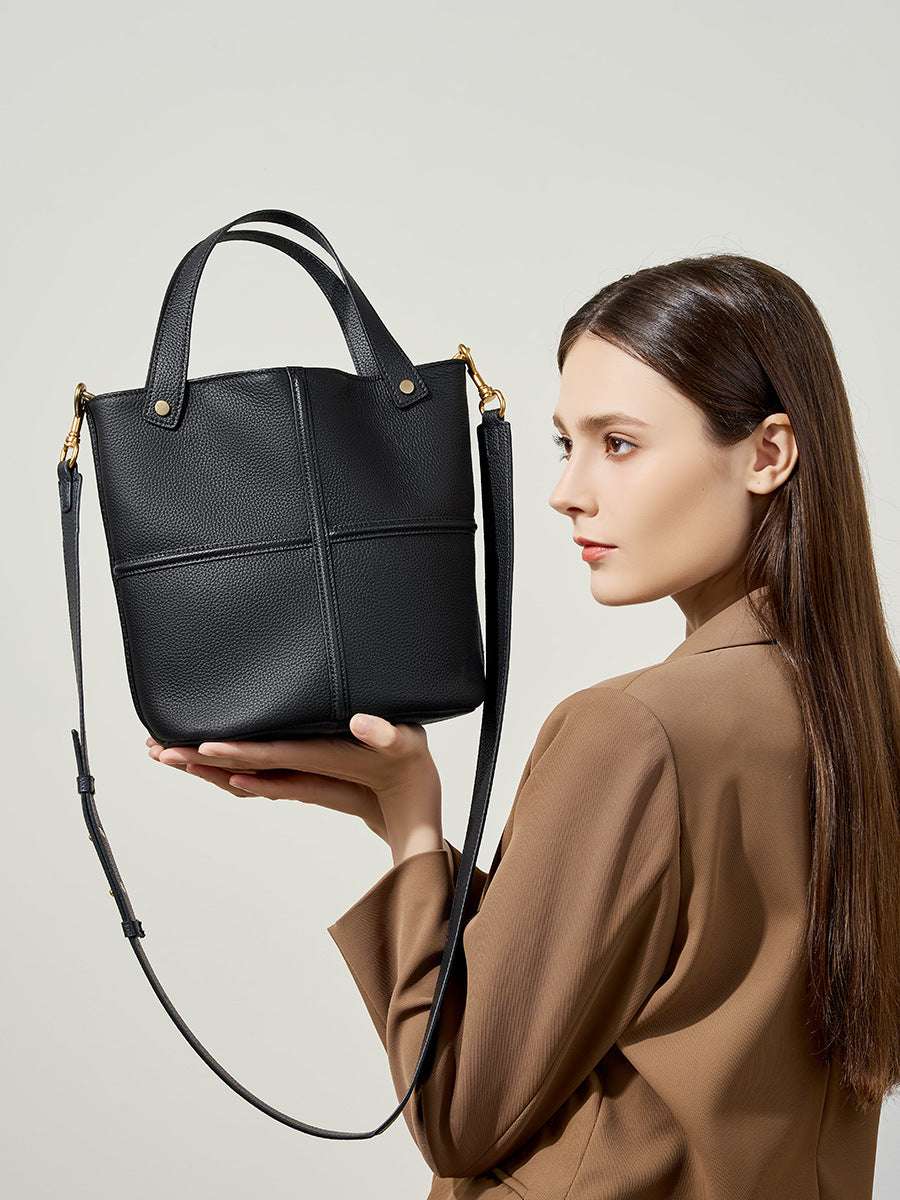 Stylish Leather Bucket Bag for Women - Fashionable Crossbody Shoulder Handbag - Perfect for Work, Travel & Everyday Use