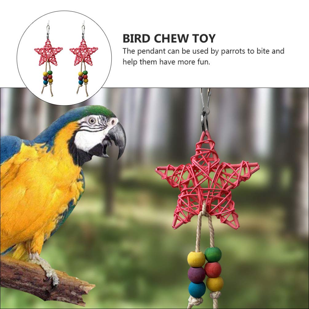 Balacoo 2-Pack Bird Chew Toys for Parrots - Natural Wooden Climbing & Gnawing Skewers - Hanging Playthings for Pet Birds, Parakeets, Cockatiels - Perfect for Cage Decor & Stress Relief