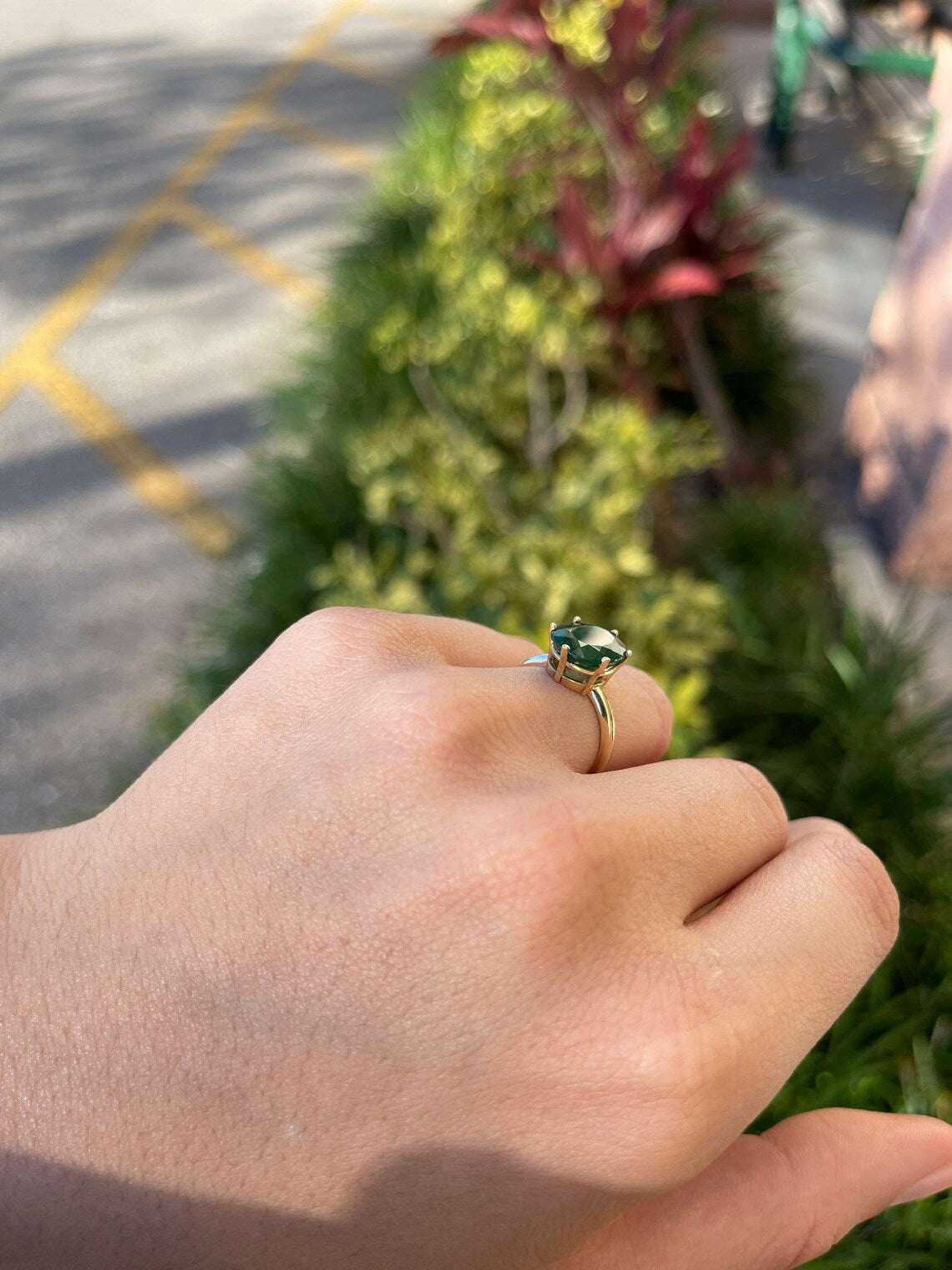 4.80 Carat Dark Green Natural Oval Cut Emerald 14K Gold Six Prong Ring for Women - Elegant Jewelry Gift for Anniversary, Engagement & Special Occasions