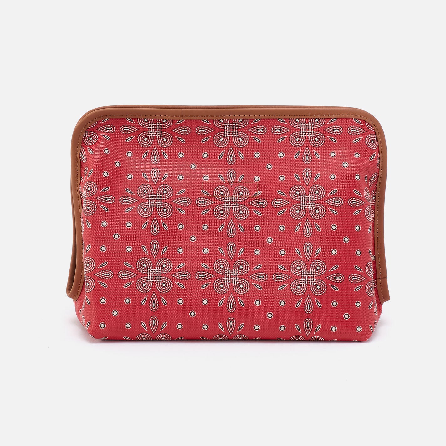 Large Beauty Cosmetic Pouch - Coated Canvas Makeup Bag with Red Journey Bandana Print | Perfect for Travel, Gym & Daily Essentials Organization