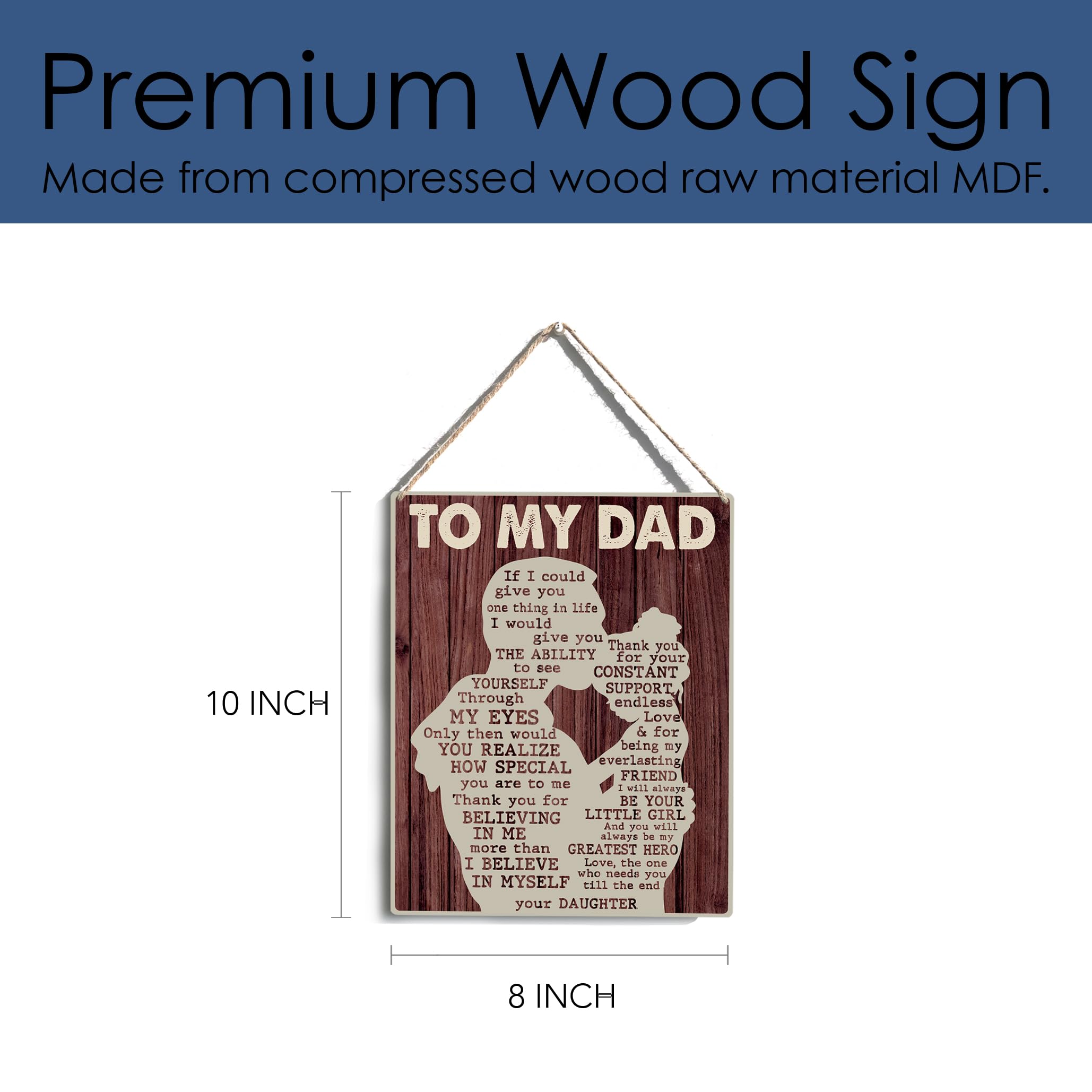 Best Dad Gifts - Wooden Hanging Sign for Father's Day & Birthday - Home Decor