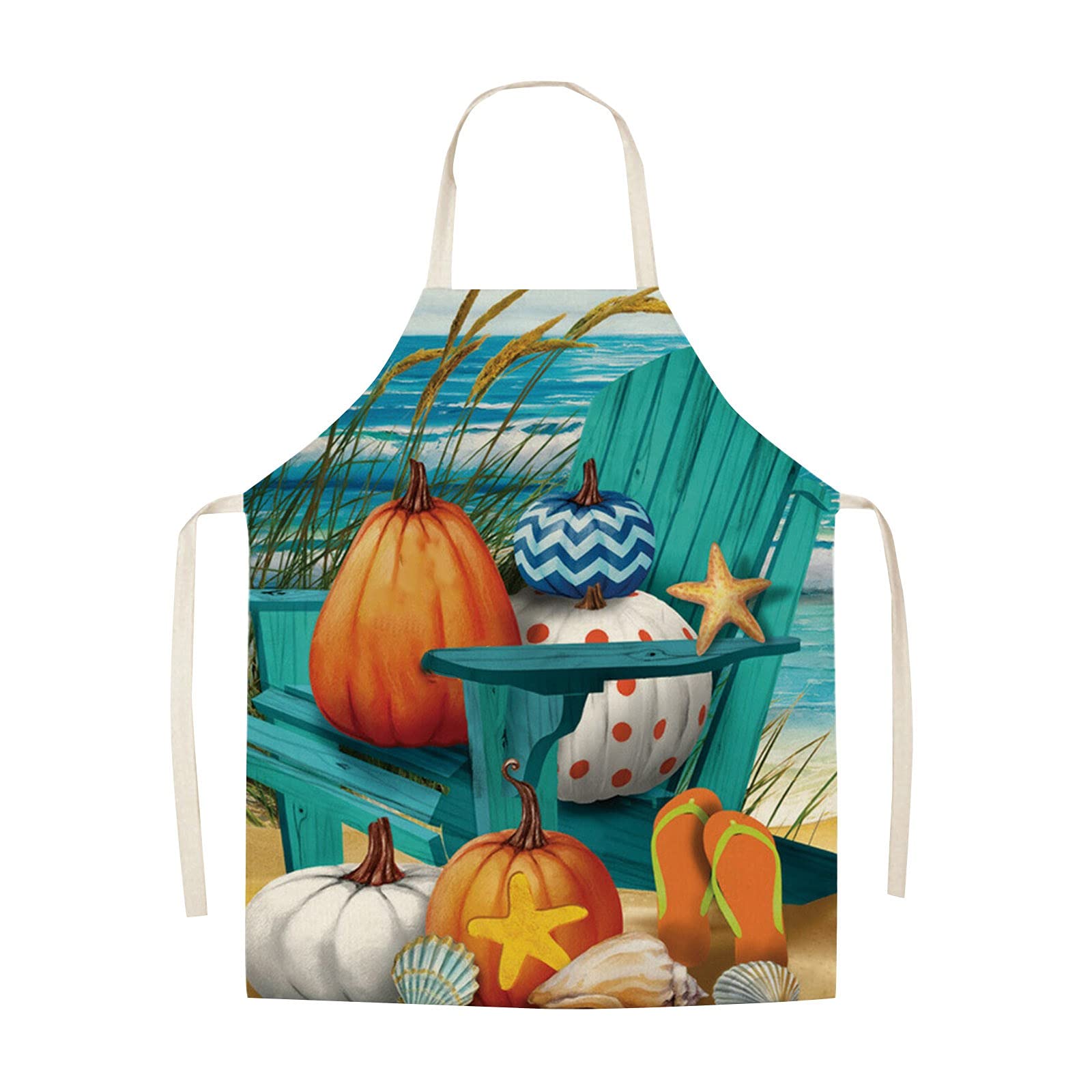 Stylish Sunflower Linen Kitchen Apron - Thanksgiving & Pumpkin Themed Cooking Apron for Women - Oil Resistant Home & Restaurant Use - Perfect for Baking, Cooking, and Holiday Entertaining