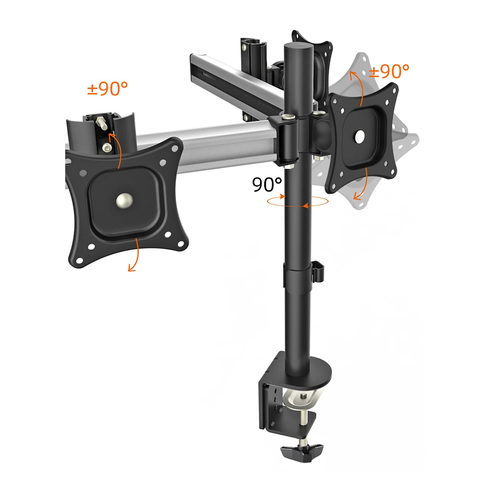 Triple Monitor Stand for 15-27 Inch Screens - Heavy Duty Aluminum Alloy Adjustable Desk Mount with 75/100mm VESA Bracket, Supports Up to 22lbs - Perfect for Home Office, Gaming Setup & Workstation Ergonomics (Size A)