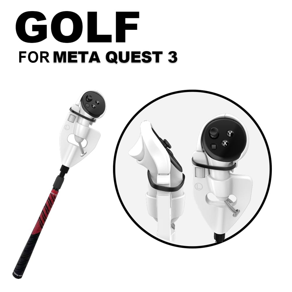 VR Golf Club Handle Compatible with Meta Quest 3 & Oculus Quest Pro - Enhance Your VR Golf Experience - Premium Virtual Reality Controller Grip Accessories - Perfect for Golf Simulators & VR Sports Gaming