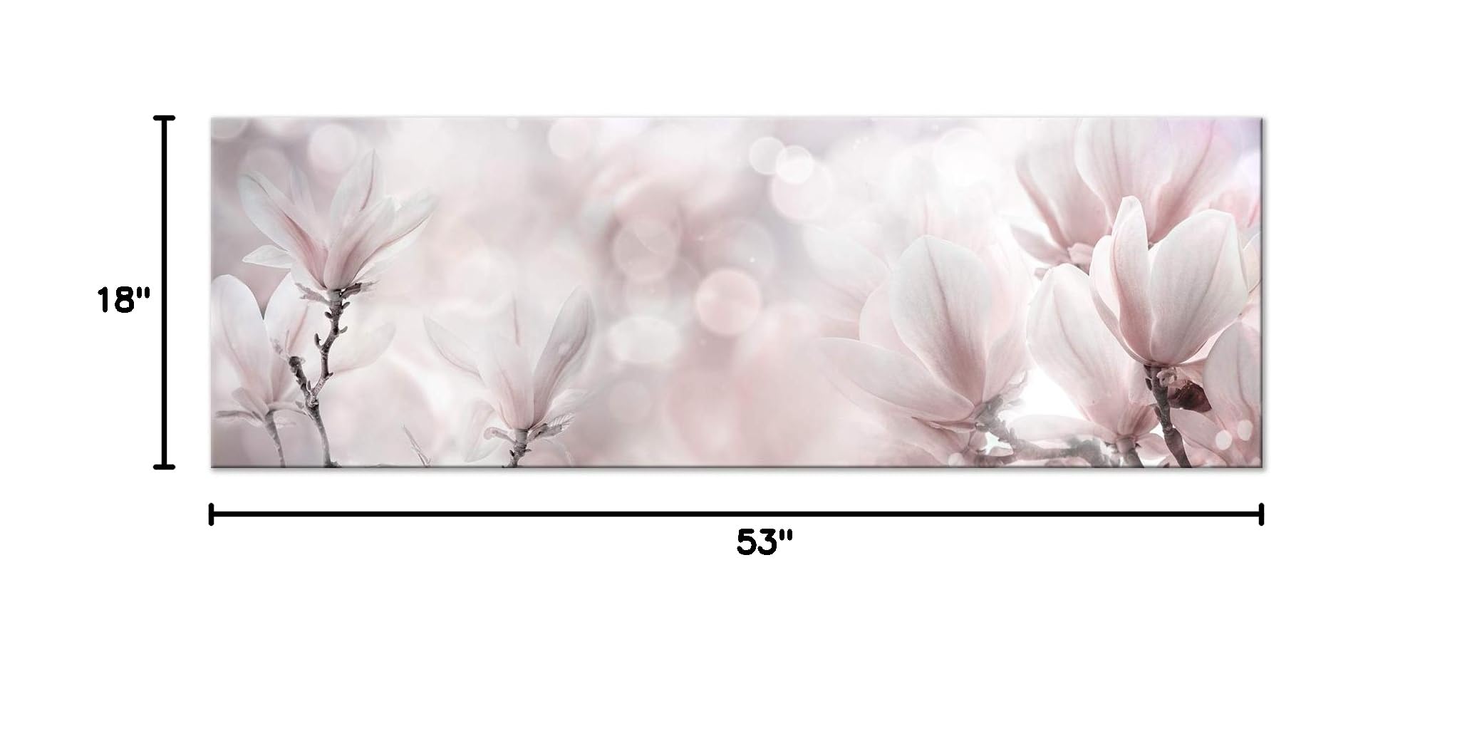 Artgeist Acoustic Canvas Wall Art Print - 53x18 Inch Soundproof Flower Picture with Acoustic Foam for Home & Office Decor | Magnolia Nature Bokeh in Pink & Beige | Perfect for Living Room, Bedroom & Studio Soundproofing