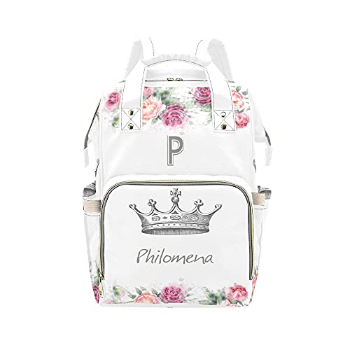 **Golden Hat Flowers Diaper Bags with Name – Waterproof Mummy Backpack, Nursing Baby Bag for Women – Perfect for Travel, Hospital Visits & Daily Baby Essentials**