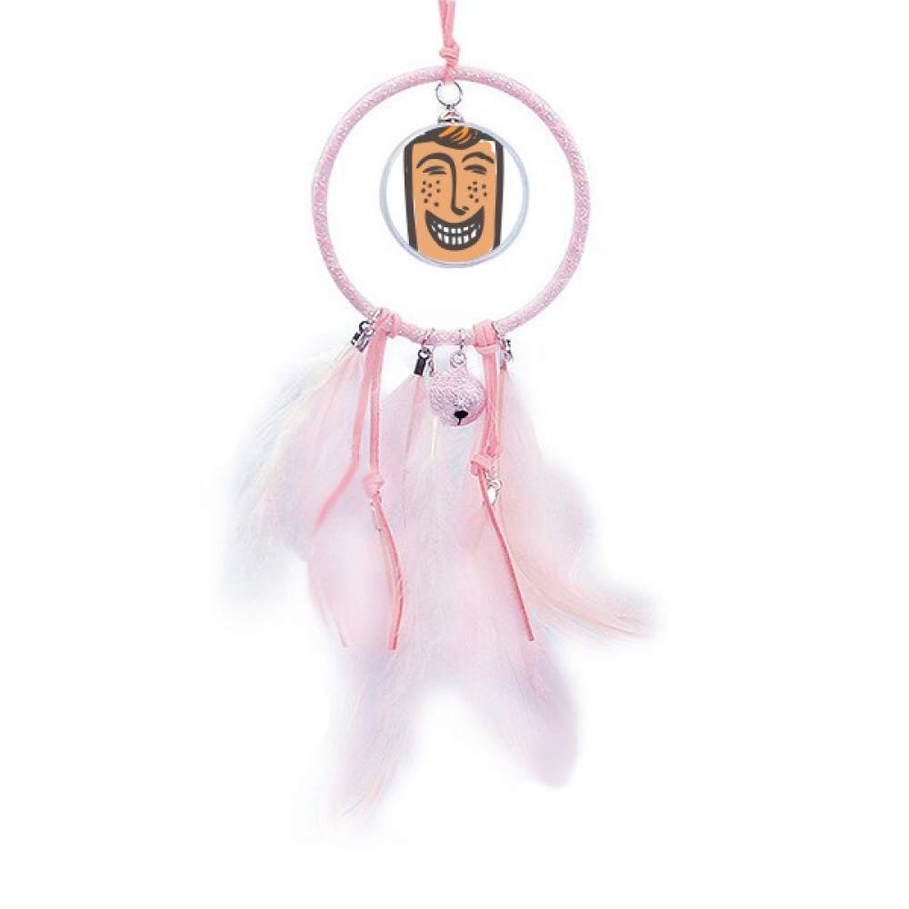 YaoX Abstract Face Sketch Smile Dream Catcher with Small Bell - Bohemian Wall Hanging Decor for Bedroom, Nursery & Living Room - Perfect for Home, Office & Gift Giving