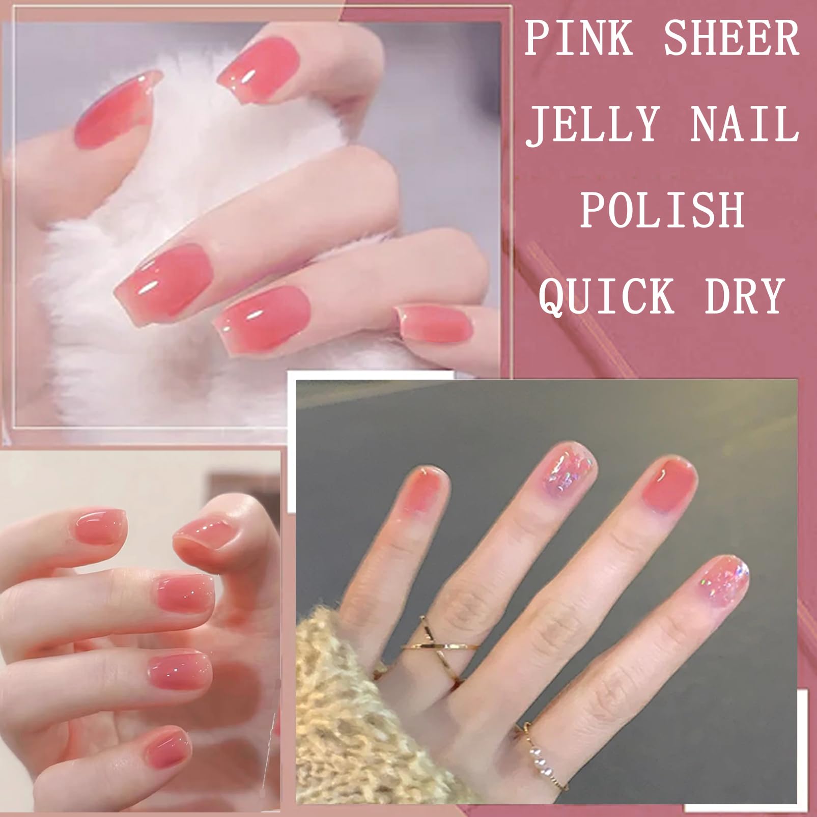 Pink Jelly Nude Gel Nail Polish - Long Lasting for Manicures