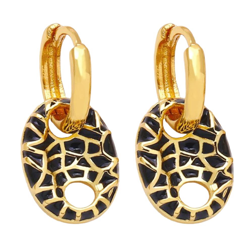 KOOLKING Rainbow Enamel Coffee Bean Hoop Earrings for Women - Polished Gold Hoops with Soda Tabs Dangle - Trendy Fashion Jewelry Gift for Girls & Women - Perfect for Parties, Dating & Everyday Wear