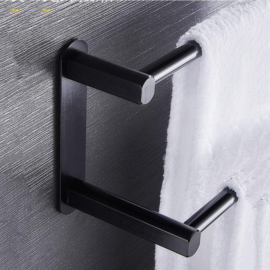 No Drill Wall Mount Double Bath Towel Rack - Brushed Nickel Finish Towel Holder Bar for Bathroom & Kitchen - Perfect for Small Spaces, Apartments, and Rental Homes