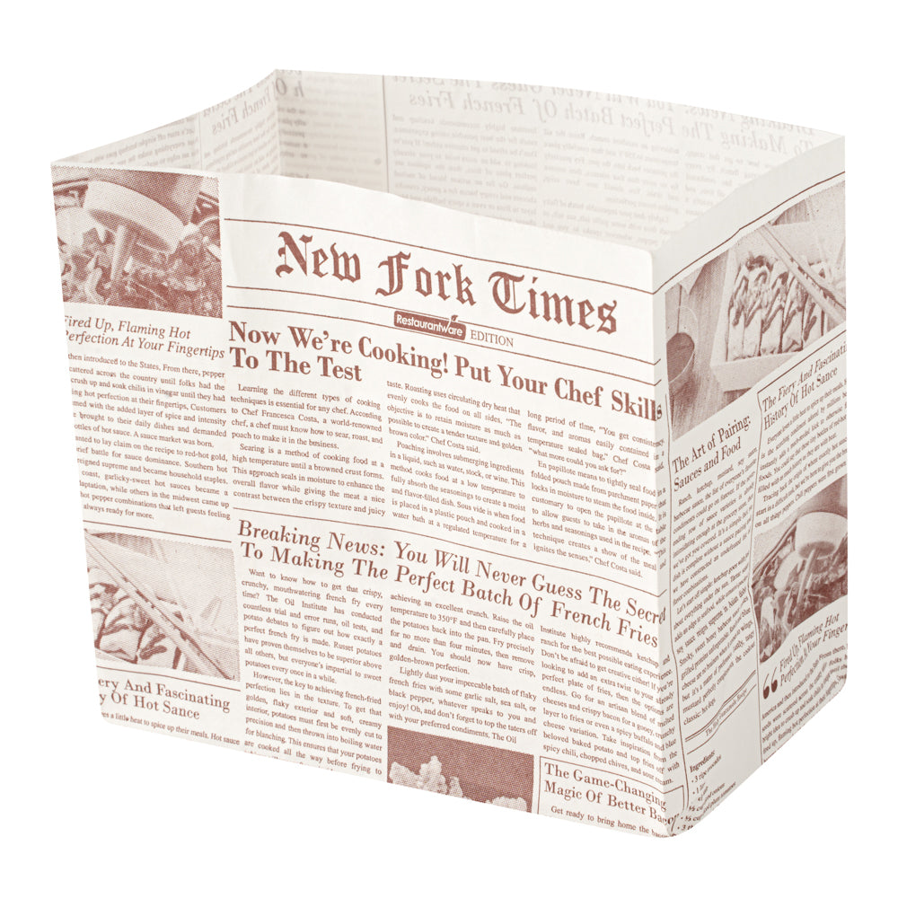 Eco-Friendly Sepia Newsprint Paper Snack Bags 4.25 x 2.5 x 3.75 Inches - 100 Count Bulk Pack for Parties, Picnics & Takeout Food