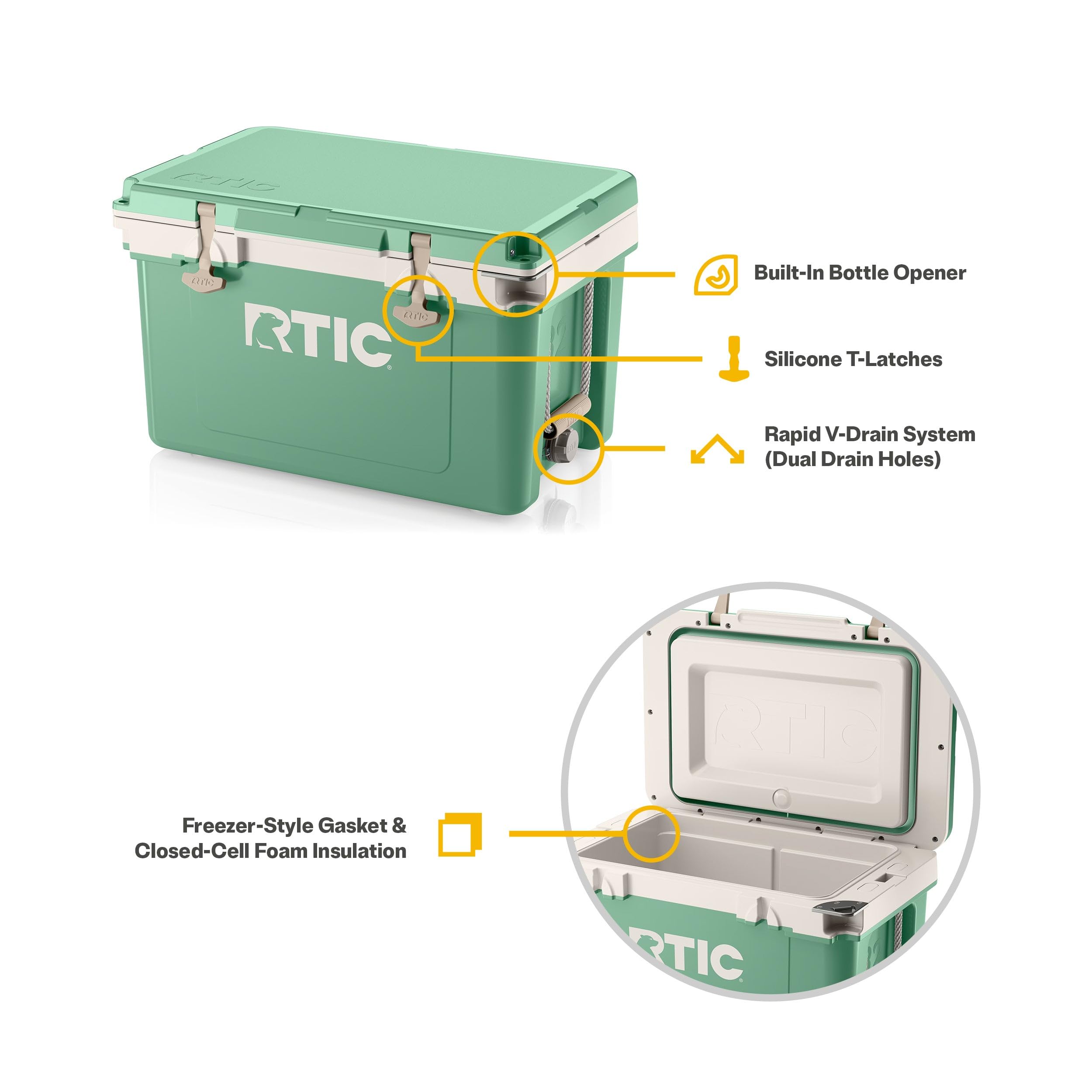 RTIC Ultra-Light 32 Quart Hard Cooler - Insulated Ice Chest for Drinks, Beverages, Camping & Outdoor Activities | 30% Lighter Than Rotomolded Coolers | Perfect for Beach, Picnic, Fishing, Boating & BBQ Parties