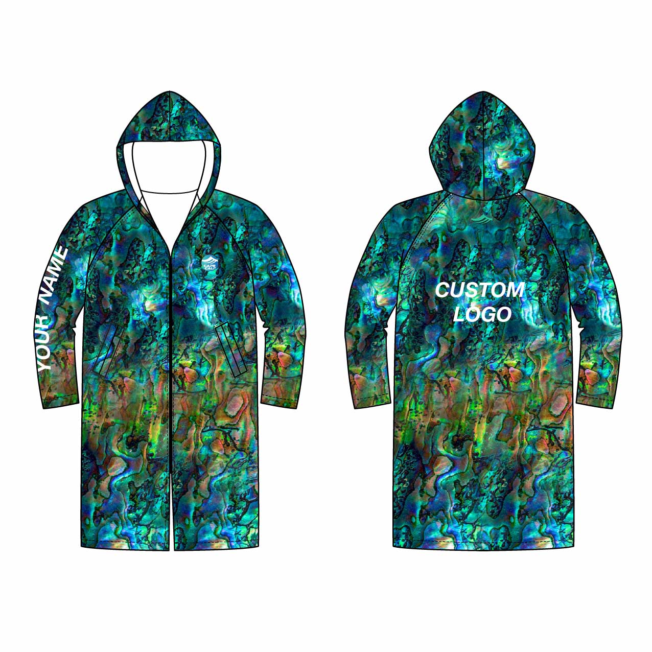 Premium Abalone Shell Print Waterproof Parka Jacket for Men & Women - Outdoor Hiking, Camping & Rainy Day Adventures