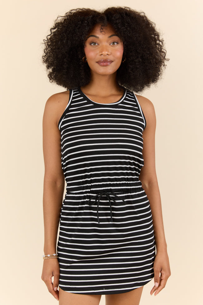 Black and White Striped Mini Dress - Casual Sleeveless Summer Dress for Women | Perfect for Beach, Party, and Date Night Outfits