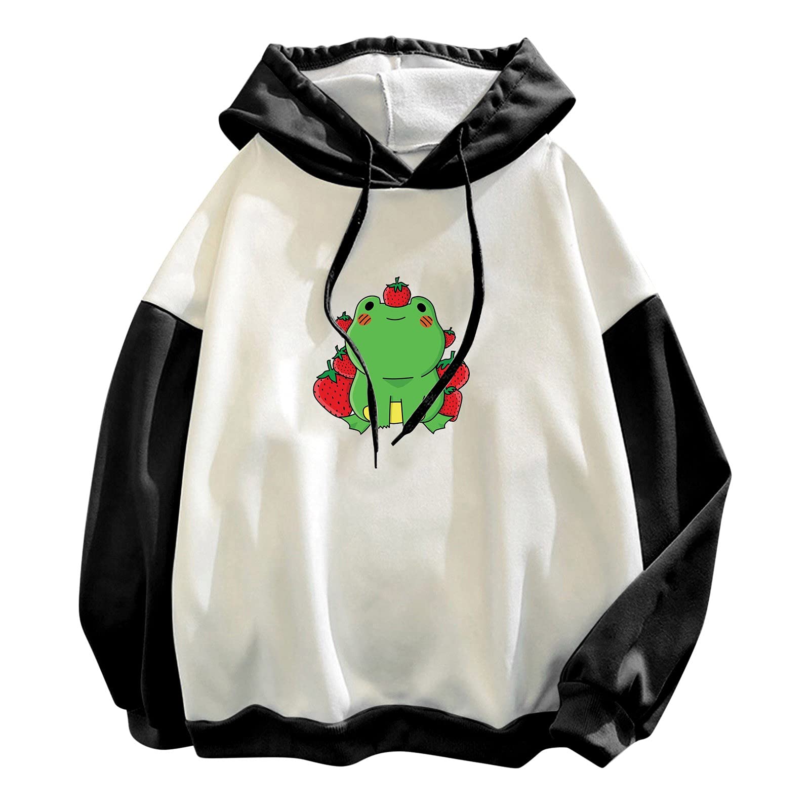 Women's Casual Frog Graphic Hoodies - Lightweight Pullover Sweatshirt with Hood for Everyday Wear | Cute Animal Print Loungewear for Home, Outings & Street Style Fashion