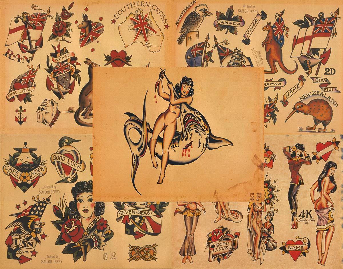 50 Sheets Old School Tattoo Flash Art - 11x14 Inch Traditional Tattoo Designs for Artists & Enthusiasts | Perfect for Tattoo Parlors, Sketchbooks & Wall Decor