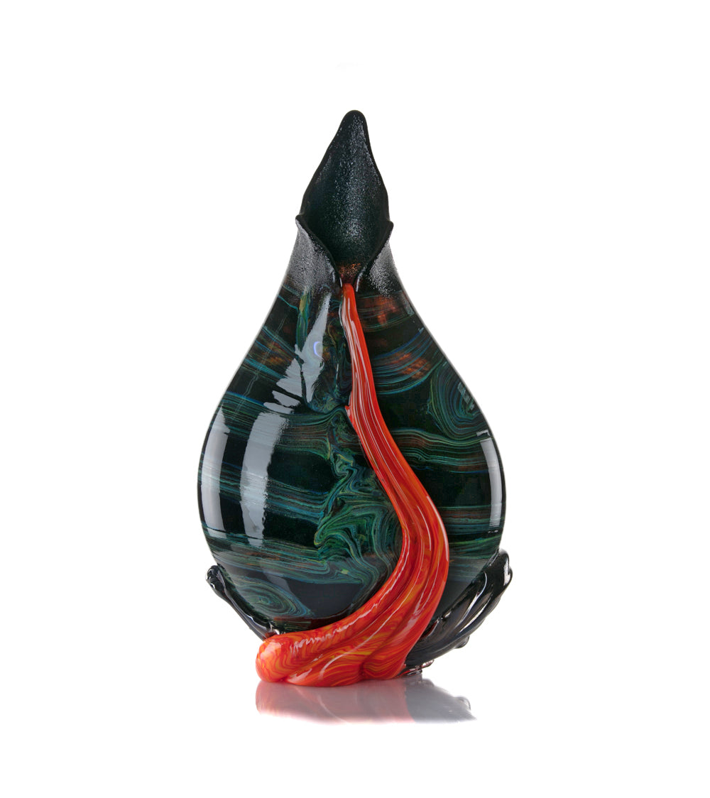 Daniel Moe Black Lava Trail 1 Glass Vessel - Modern Home Decor, Unique Centerpiece for Dining Table, Living Room, or Office