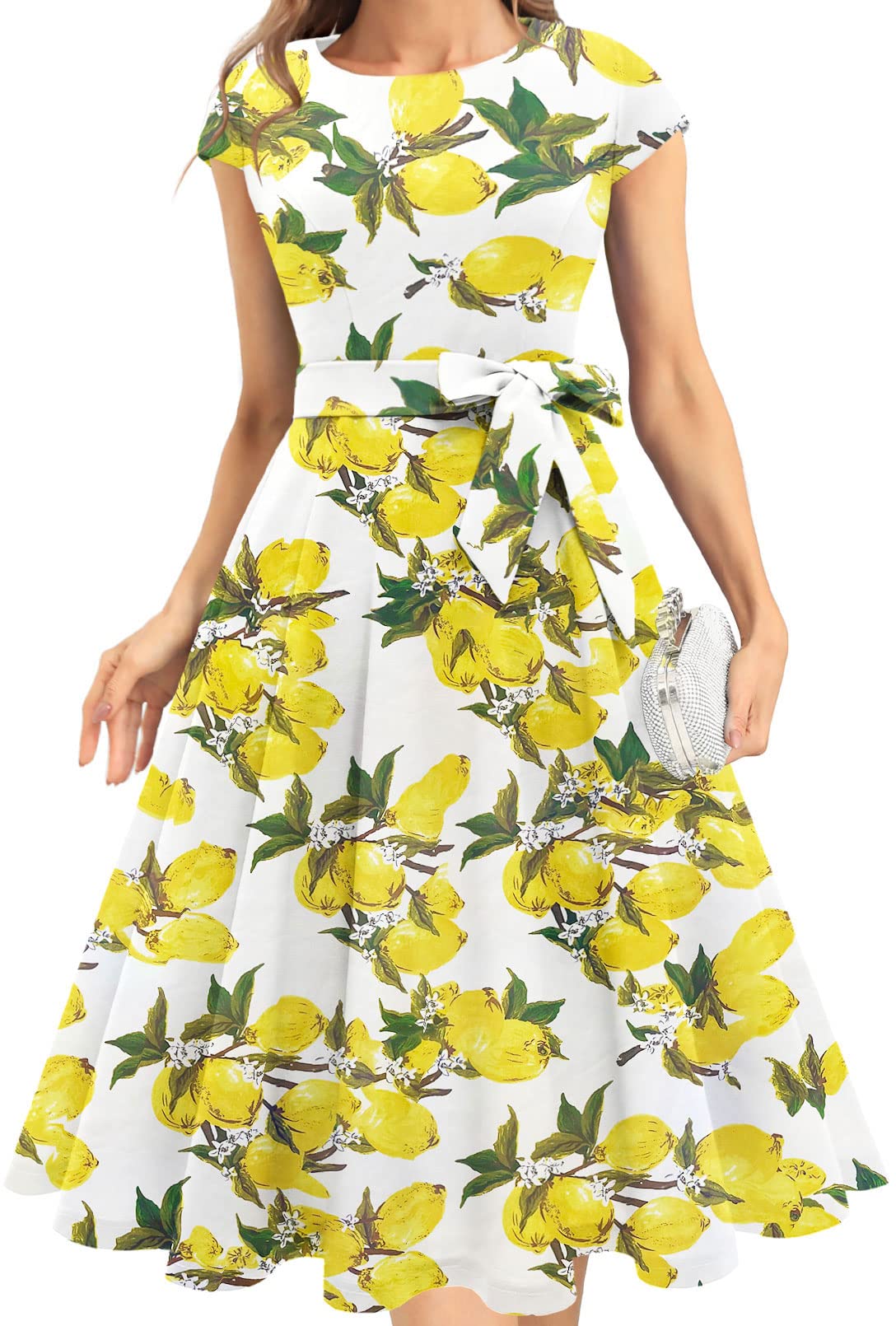 Elegant Vintage A-Line Swing Cocktail Dresses for Women - Round Neck Wedding Guest Fall Dress for Casual Tea Party, Date Night & Special Occasions