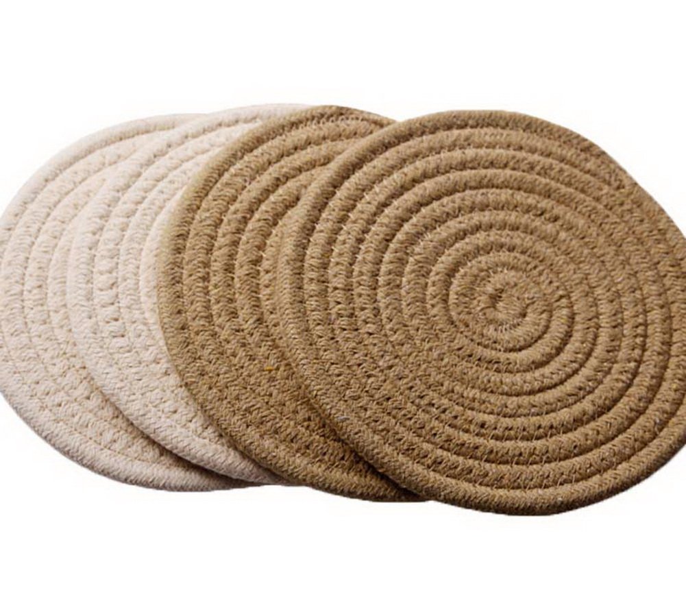 Gentle Meow Heat Resistant Table Mat Set - 4 Pcs Braided Insulation Placemats for Bowls & Hot Dishes - Cute Cat Design Kitchen Dining Accessories for Home, Restaurants & Picnics